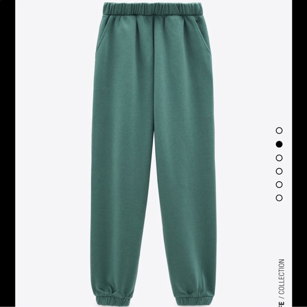 Zara Green Cuffed Sweatpants with Pockets